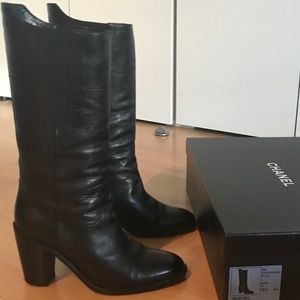 Authentic Chanel Heel Black Boots